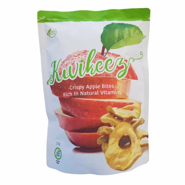 Kwikeez Dehydrated crispy apple bites made in Jezzine, Lebanon, with a better crispiness and a nicer texture. eating healthy is one of the best habits that the person can develop. For a healthy Lifestyle, eat our products afer any healthy meal.