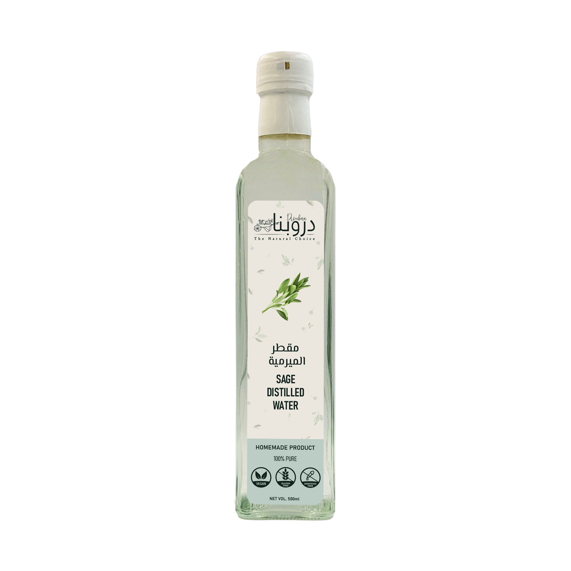 Sage water 500ml Front Sage water 500ml Front