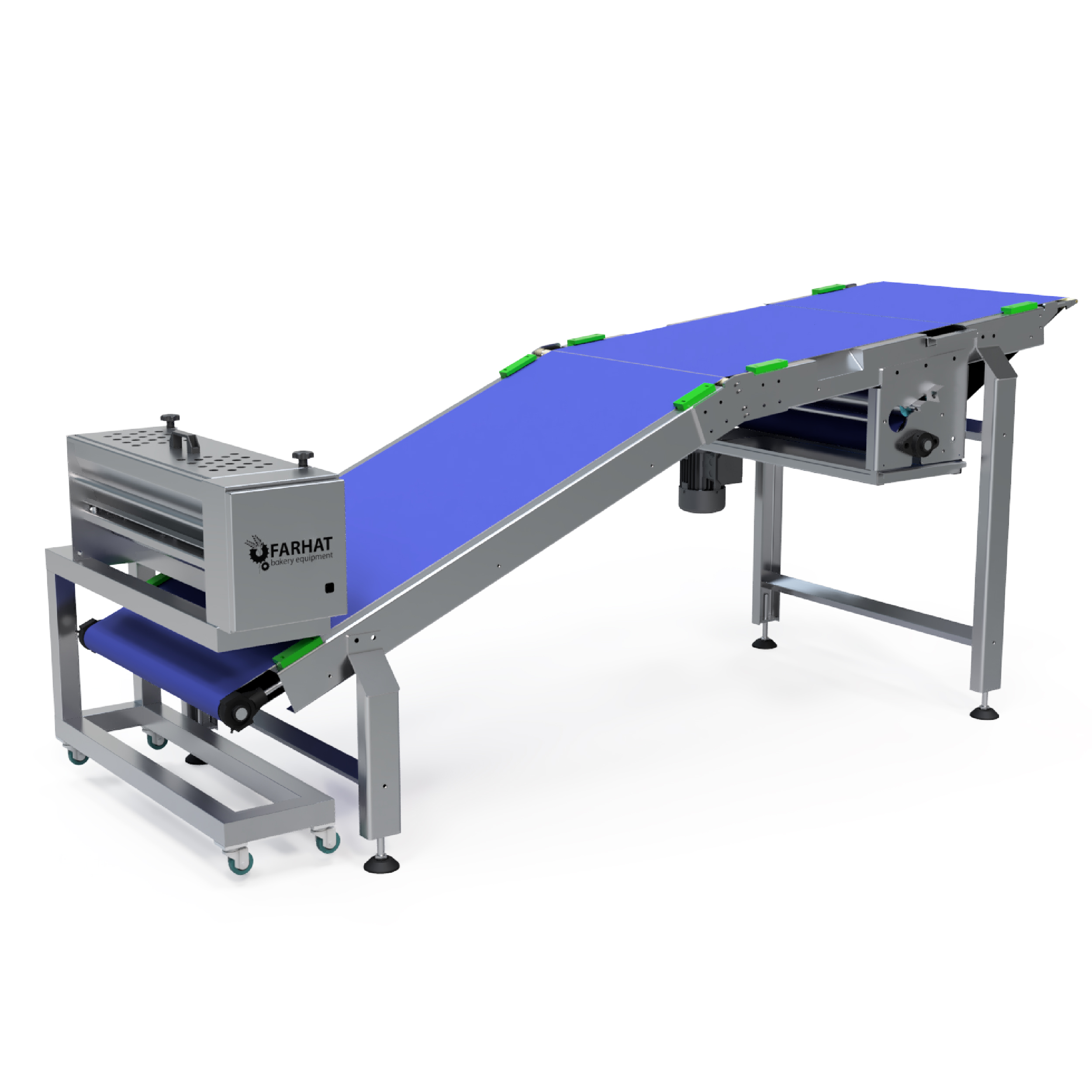 Belt Conveyor with Flour Duster From Farhat Bakery Equipment Belt Conveyor with Flour Duster